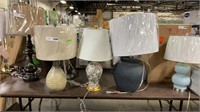 1 LOT (3) ASST TABLE LAMPS: (1) SEEDED BEIGE