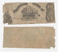 US $20 Confederate Note CSA Richmond 1861.L3