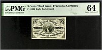 US RARE 3 Cents Fractional Currency PMG64.FrBBz