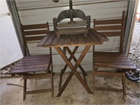 Wooden Fold Up Table & 2 Chairs
