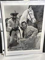 Vintage 8x10 B & W Photo Lone Ranger & Tonto