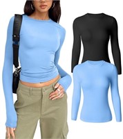 LargeHYZ Women's Casual Long Sleeve Crew Neck Slim