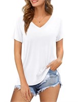 Amoretu Women Summer T Shirts V Neck Short Sleeve