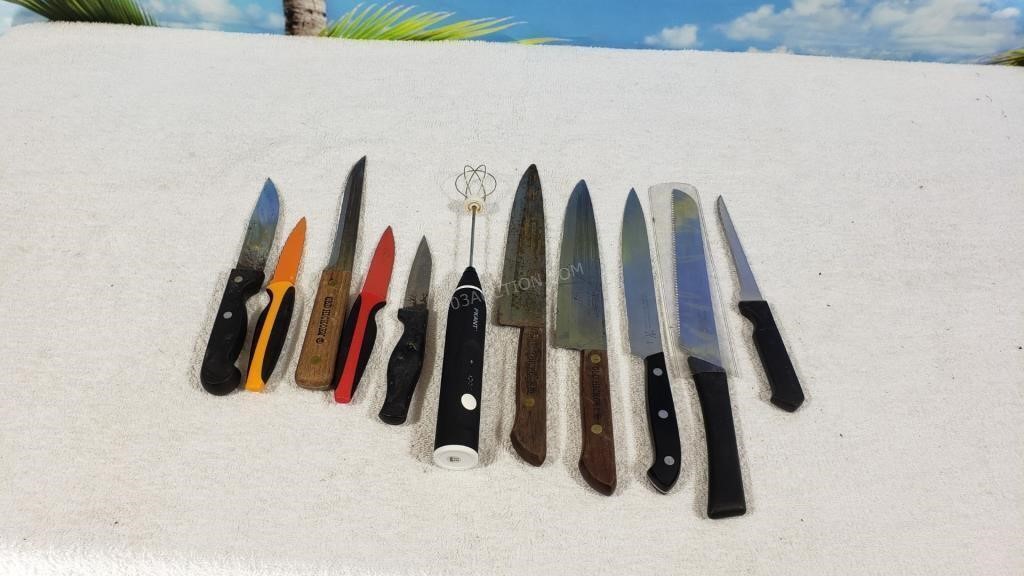 10 Asstd Knives & Fkant Frother