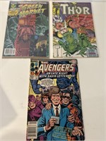 Lot of 3 vintage comics Avengers Thor Green Hornet