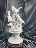 Bright White Ceramic Three Birds Statuette