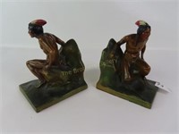 Metal Native Amerian Indian Hunter Bookends