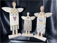 Three (3) VTG Artist Signed Hand Carved Angels $$$