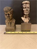 Two Vintage JFK busts/ statues