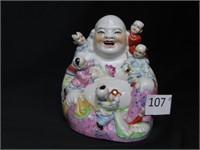 Famille Rose Laughing Buddha w/5 Children