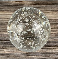 Clear Glass Controlled Bubble Paperweight