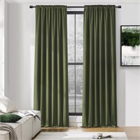 DONREN Olive Green Curtains 96 Inch Length for Sli