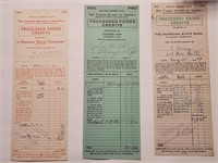 WW2 US 3 USED Ration Credits Deposit Slips.19W2V5