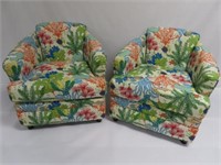 Pr of Beach Style Upholstered Chairs