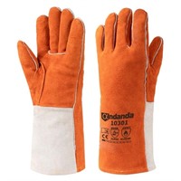 ANDANDA Leather Forge Welding Gloves, 13" Fire/He