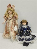 Set of two large porcelain dolls