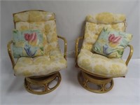 Pr of Rattan Swivel Chairs-34" x29" x38"T