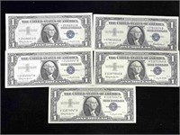 5-$ 1 Silver Certificates Us Currency