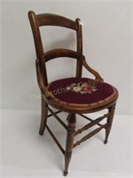 Antique Side Chair w/Needlepoint Seat-19" W x30"T