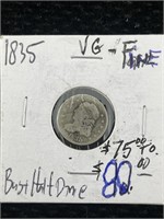 1835 Silver Half Dime Bust Dime