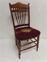 Antique Spindle Chair w/Needlepoint Seat