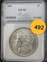 1896 Silver Morgan Dollar Cased Graded