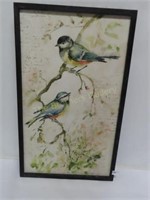 Framed Bird Print on Board - 20" x 34"