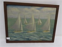 Framed Oil Painting by M G Runyan, 1935-20" x 26"