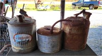 Lot of 3 Vintage Metal Gas Cans