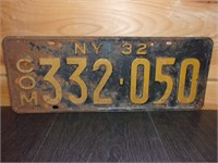 1932 auto car truck license plate ny commercial