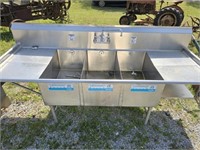 Large Stainless Steel Commercial Triple Sink