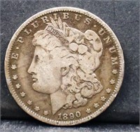 1890O Morgan silver dollar