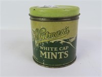 Vintage Whitman's White Cap Mints Can - 4" T