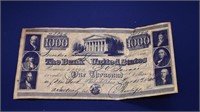 1840 Bank Of The United States $1000 note