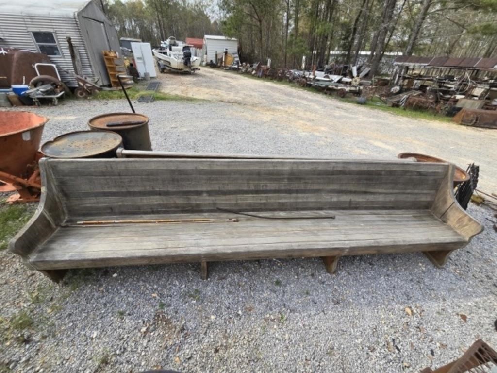 Primitive Style 11 ft Wooden Church Pew Bench