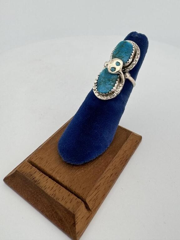 Effie Calavaza Zuni Sterling Turquoise Ring