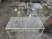 3 piece glass top table set