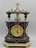 Vintage Italian Rococo Ceramic Clock w/ Ormolu