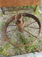 Large antique iron wagon wheel
