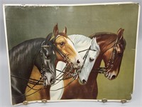 Vintage Print of 4 Horses, Printed in East Germany