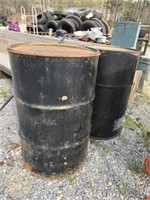 Lot of 2 black metal barrels