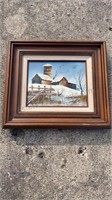 Barn Painting on Canvas Signed 14x16