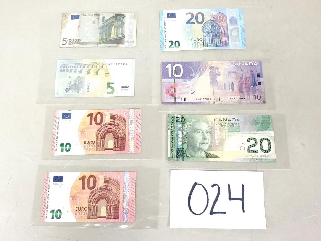 Foreign Money - Canadian Bills and Euros