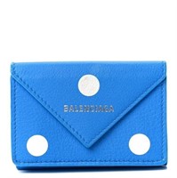 Balenciaga Blue & White Polka Dot Calfskin Wallet