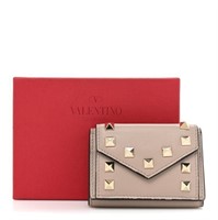 Valentino Garavani Tri-Fold Rockstud Poudre Wallet