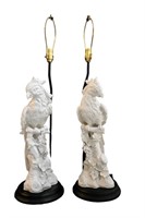 Large Italian Hollywood Regency Parrot Table Lamps