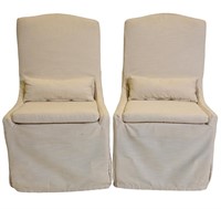White Upholstered Tuxedo Side Chairs