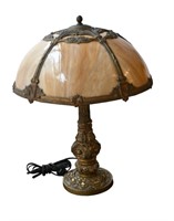 H.A. Best Slag Glass Parlor Lamp