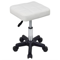 FURWOO Square Swivel Stool with Wheels PU Leahter