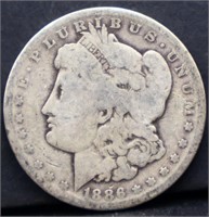 1886O Morgan silver dollar